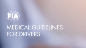 The FIA logo over wording 'Medical Guidelines for Drivers'