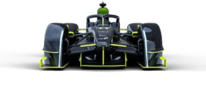 Design render of the DGR-Lola electric concept, in black with green and white trim