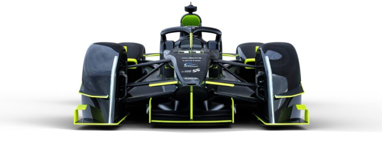 Design render of the DGR-Lola electric concept, in black with green and white trim