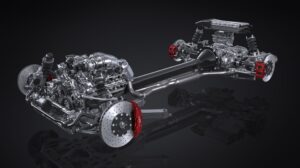 Toyota Gazoo Racing (TGR) 4-liter, V8 twin-turbo engine + rear transaxle powertrain