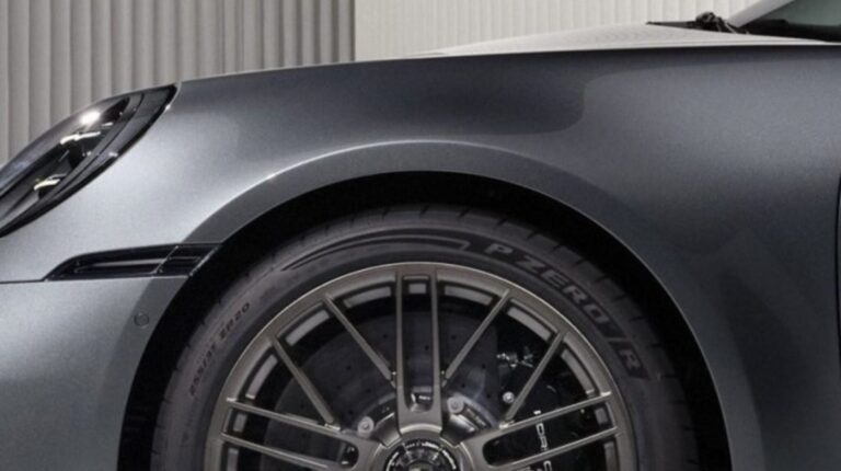The Pirelli P Zero R fitted to a dark grey Porsche 911 Turbo S.