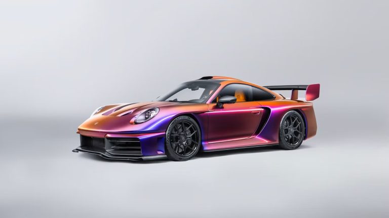 RML unveils 40th anniversary GT Hypercar The 40th anniversary RML GT Hypercar, with a red and purple paint work.