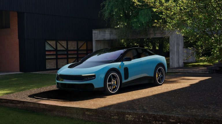 Ferrari unveils all-electric 1,035hp Luce Promo pic of a torquoise Ferrari Luce.