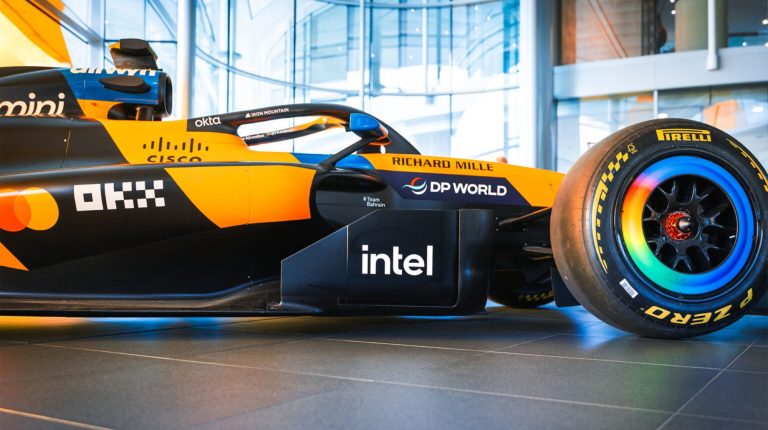 Intel branding on the McLaren F1 car.