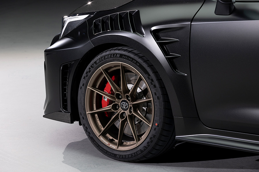 Close up of the wheel arch of the Gazoo Racing GRMN Corolla
