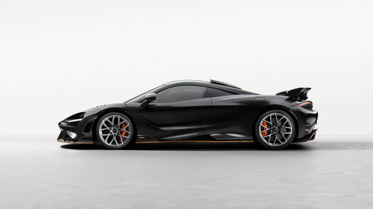 Profile view of a black McLaren 788HS against a white background.