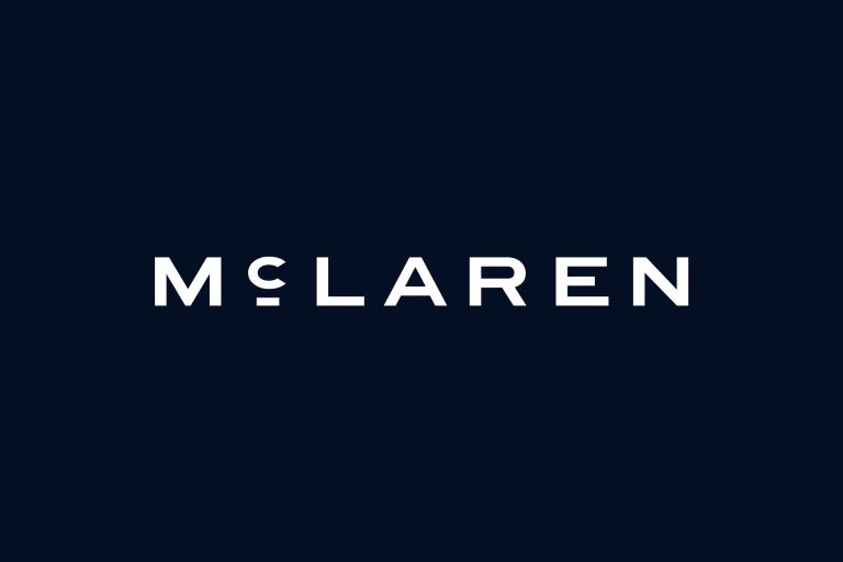 McLaren unveils unified brand identity across Racing and Automotive The new McLaren wordmark on a black background.